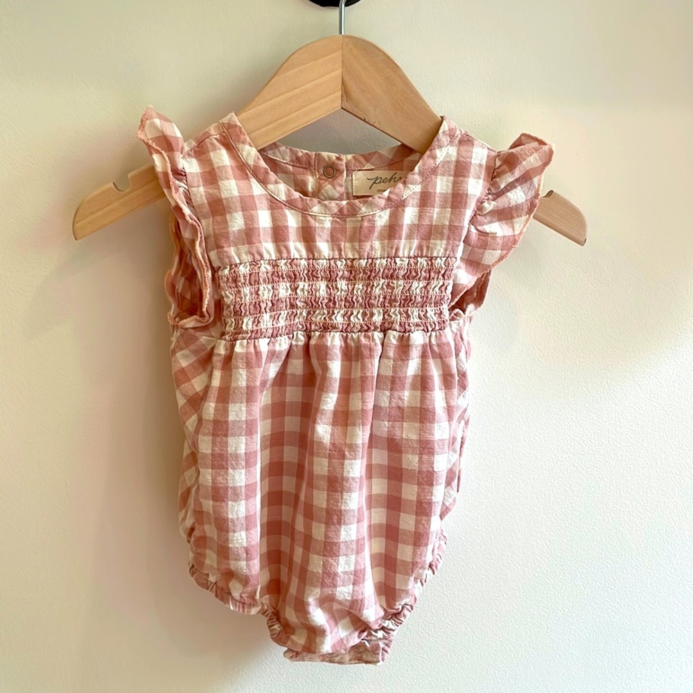 Pehr - CheckMate Flutter One-Piece - Rose / 3-6 mos